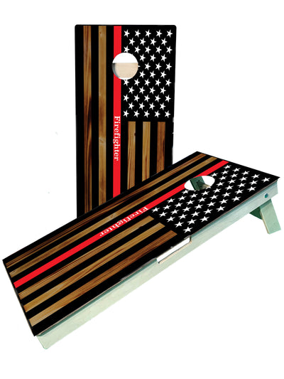 Premium Firefighter Red Line Cornhole Board Set - Korvel