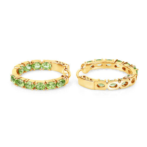 Pendientes de aro de plata esterlina .925 con peridoto genuino de 3.40 quilates