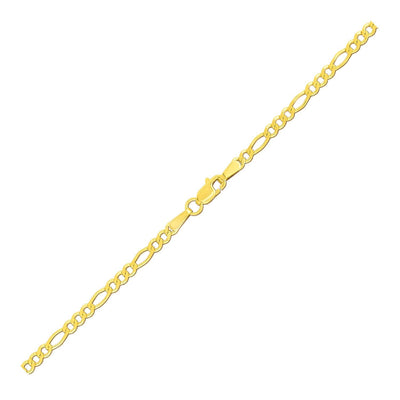 14k Yellow Gold Figaro Anklet - 2.8mm Width