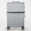Premium Front-Opening Checked Suitcase with Aluminum Frame