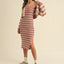 Ensemble de Cardigan Court Rayé et Robe Bodycon