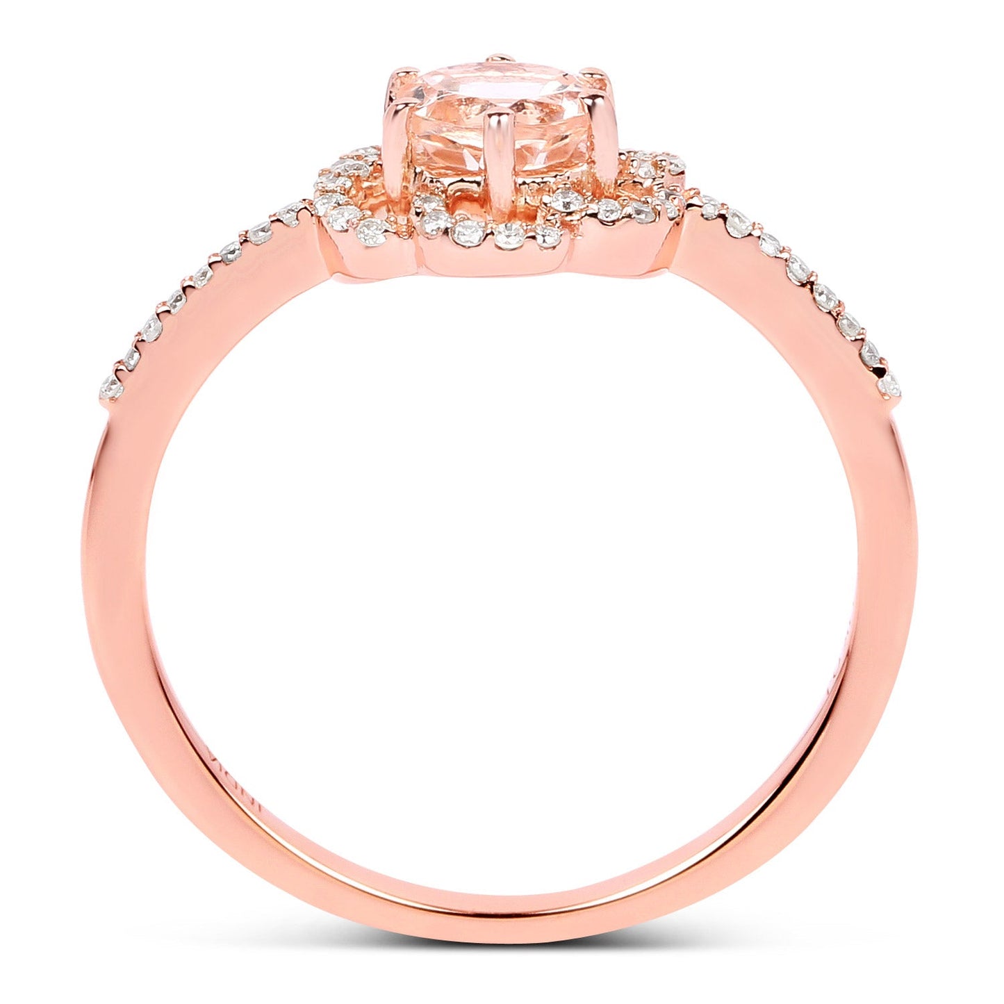 Anillo de Compromiso de Morganita y Diamante de 0.54 Quilates en Oro Rosa de 14K