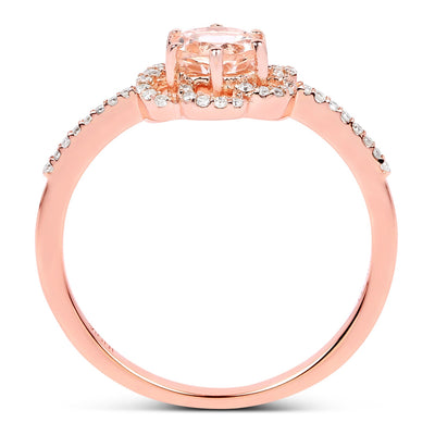 0.54 Carat Morganite and Diamond 14K Rose Gold Engagement Ring