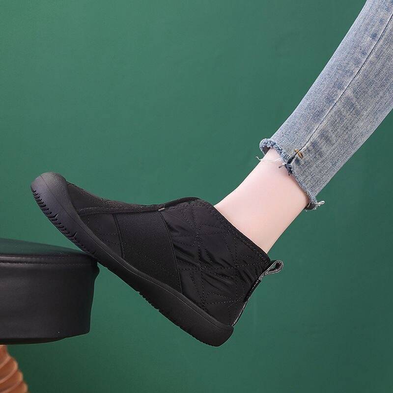 New Flat Snow Boots Winter Warm Non-slip Cotton Shoes Fashion Casual Waterproof Plush Ankle Boots - Korvel
