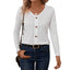 Elegant White V-neck Long-Sleeve Casual Shirt