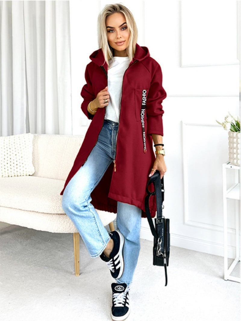Hooded Sports Brushed Hoody Casual Long-sleeved Jacket