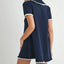 Ruffle Trimmed Collar Fine Knit Mini Dress for Women