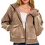 Zenana Acid Wash Zip Up Fleece Jacket
