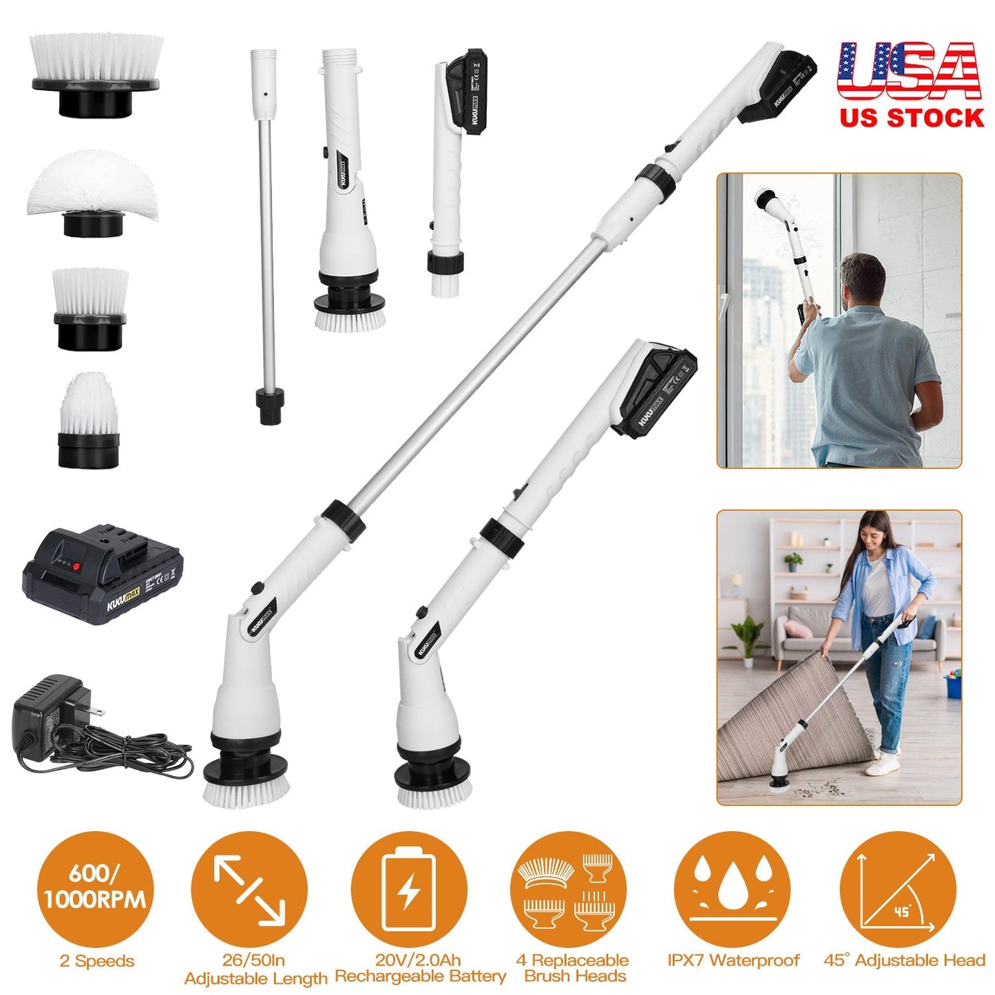 Electric Spin Scrubber - Cordless Handheld Cleaning Brush