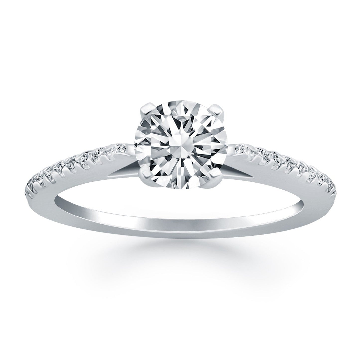 Bague de fiançailles en or blanc 14k avec diamants micro sertis en cathédrale