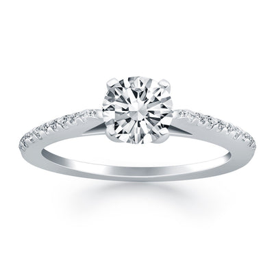 Anillo de Compromiso Catedral de Diamante con Micro Engaste en Oro Blanco de 14k