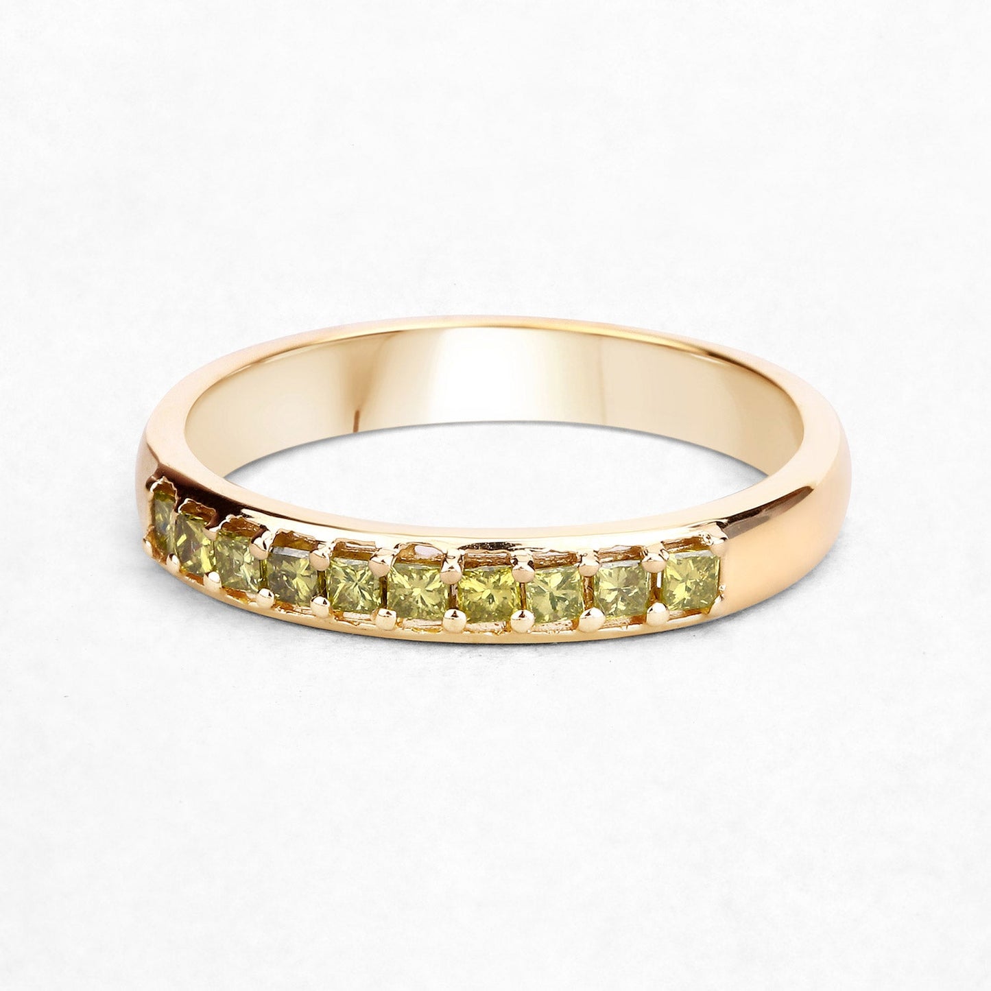 Anillo de Compromiso de Diamante Amarillo Genuino de 0.27 Quilates en Oro Amarillo de 14K