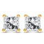 Boucles d'oreilles en diamant solitaire taille princesse en or jaune 14K