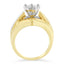Ensemble de Bagues de Fiançailles en Or Jaune 14K avec Diamants en Cluster en Forme de Chevron - Tai