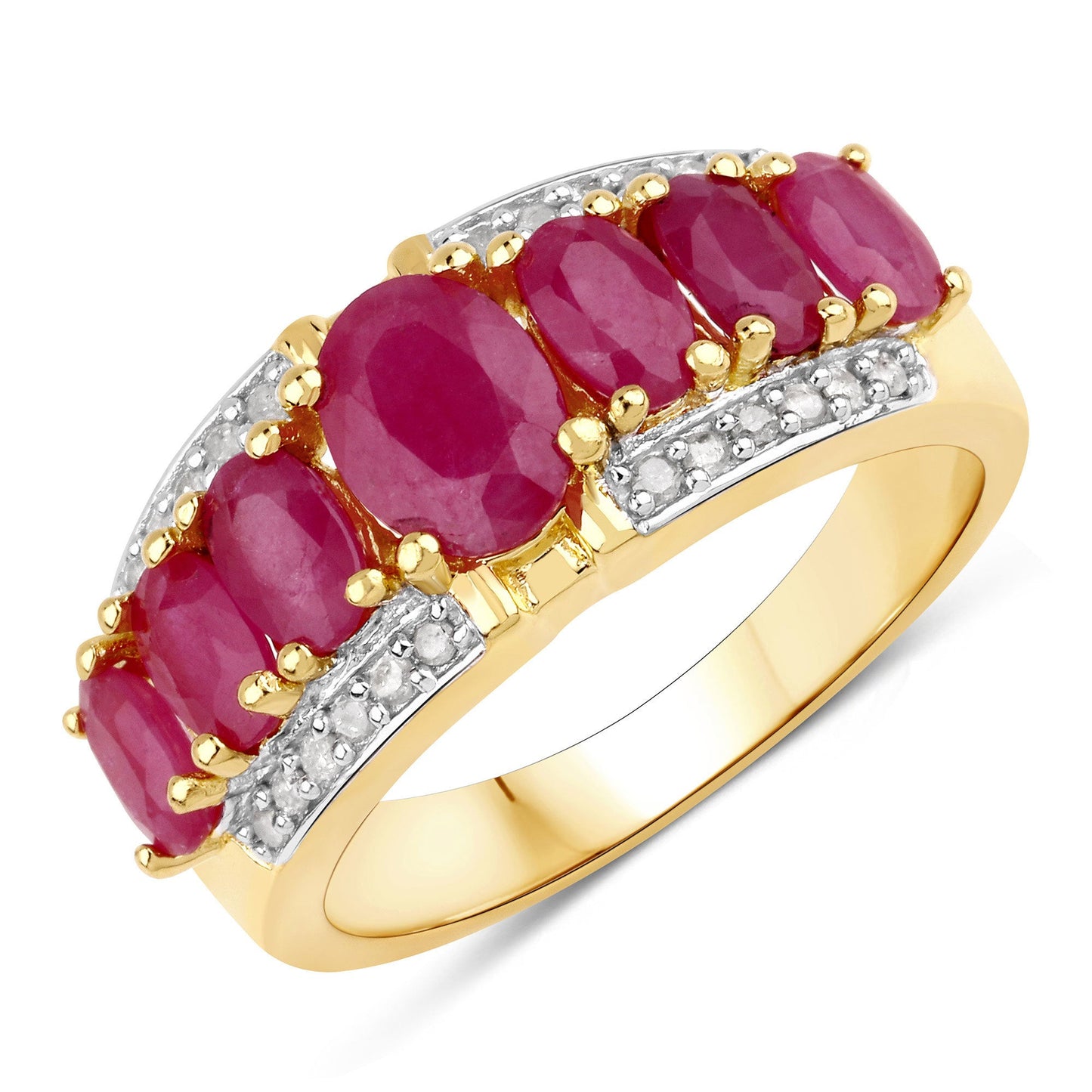 Bague de fiançailles en argent sterling avec rubis et diamants de 2,60 carats