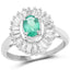 Bague Halo en Émeraude Zambienne de 2,16 Carats et Topaze Blanche