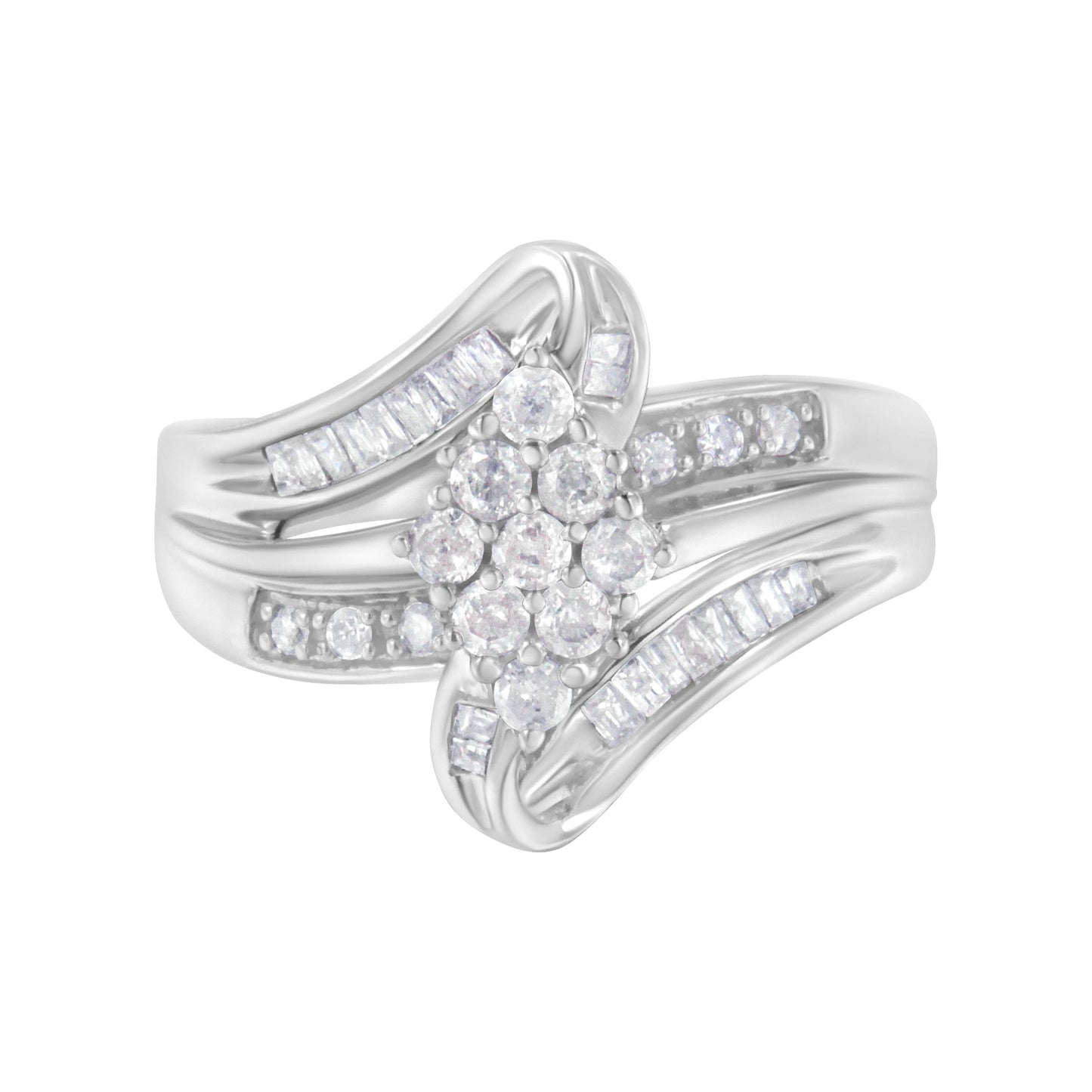 Bague en diamant en cluster en or blanc 10K - Taille 6