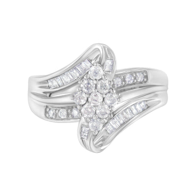Bague en diamant en cluster en or blanc 10K - Taille 6