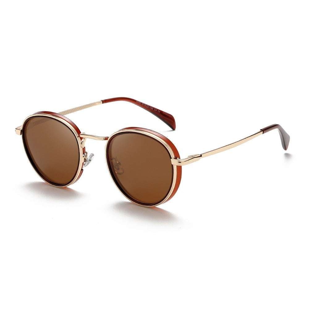 Lunettes de soleil rétro à monture ronde avec verres réfléchissants