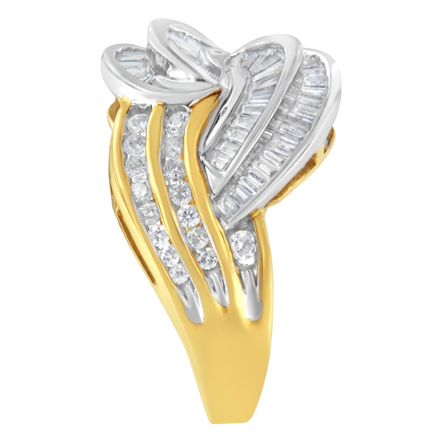 10KT Two-Toned Gold Diamond Bypass Ring