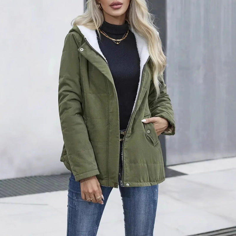 Manteau à capuche doublé en polaire - Parka d'hiver élégante pour femmes