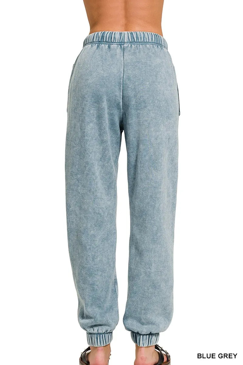 Pantalons de survêtement en molleton délavé Zenana