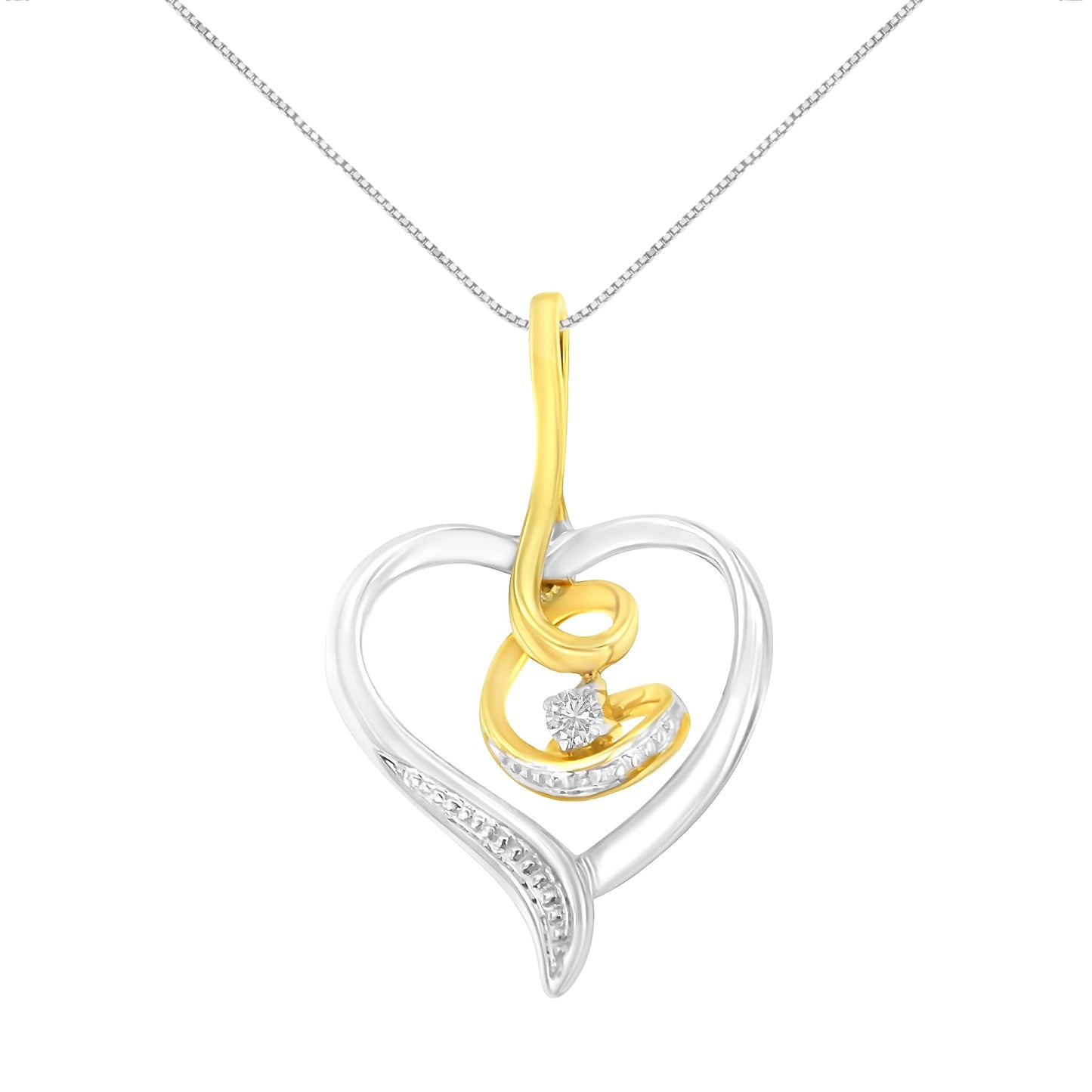 Collar con colgante de corazón acentuado con diamantes de oro de dos tonos Espira 10K