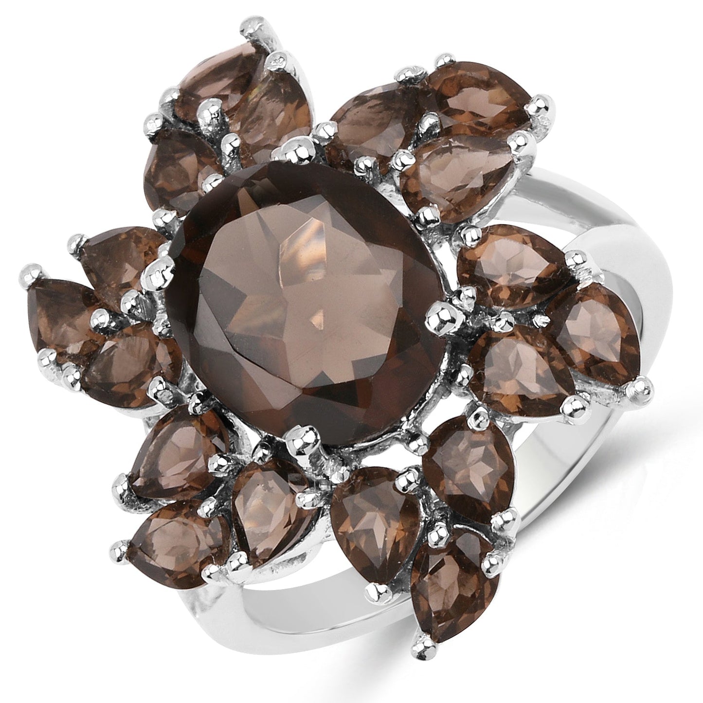 5.69 Carat Genuine Smoky Quartz Sterling Silver Ring