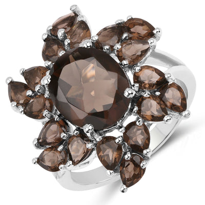 5.69 Carat Genuine Smoky Quartz Sterling Silver Ring