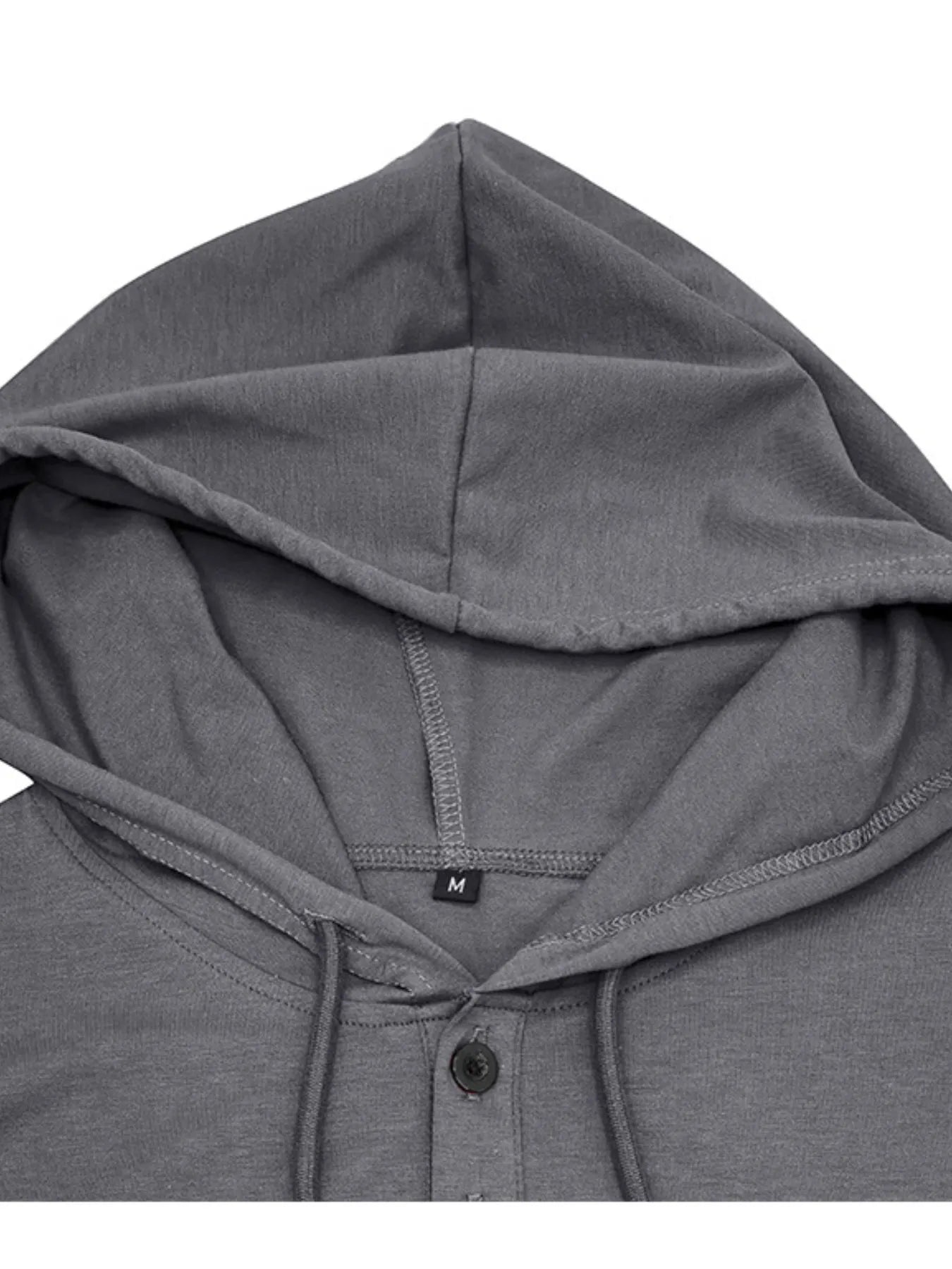 Camiseta Henley con Capucha Casual para Hombre en Tallas Grandes