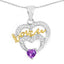 Elegant Two Tone Amethyst & White Topaz Sterling Silver Pendant