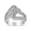 Bague Bypass en Or Blanc 14K avec Diamants en Forme de Cœur Ouvert - Taille 7