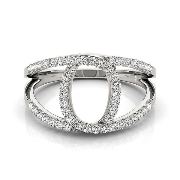 14k White Gold Diamond Loop Style Dual Band Ring