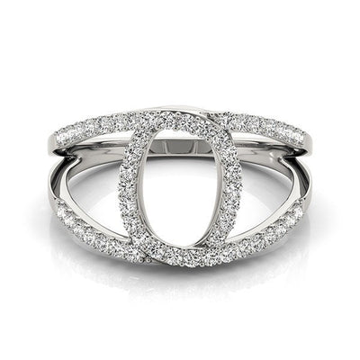 14k White Gold Diamond Loop Style Dual Band Ring