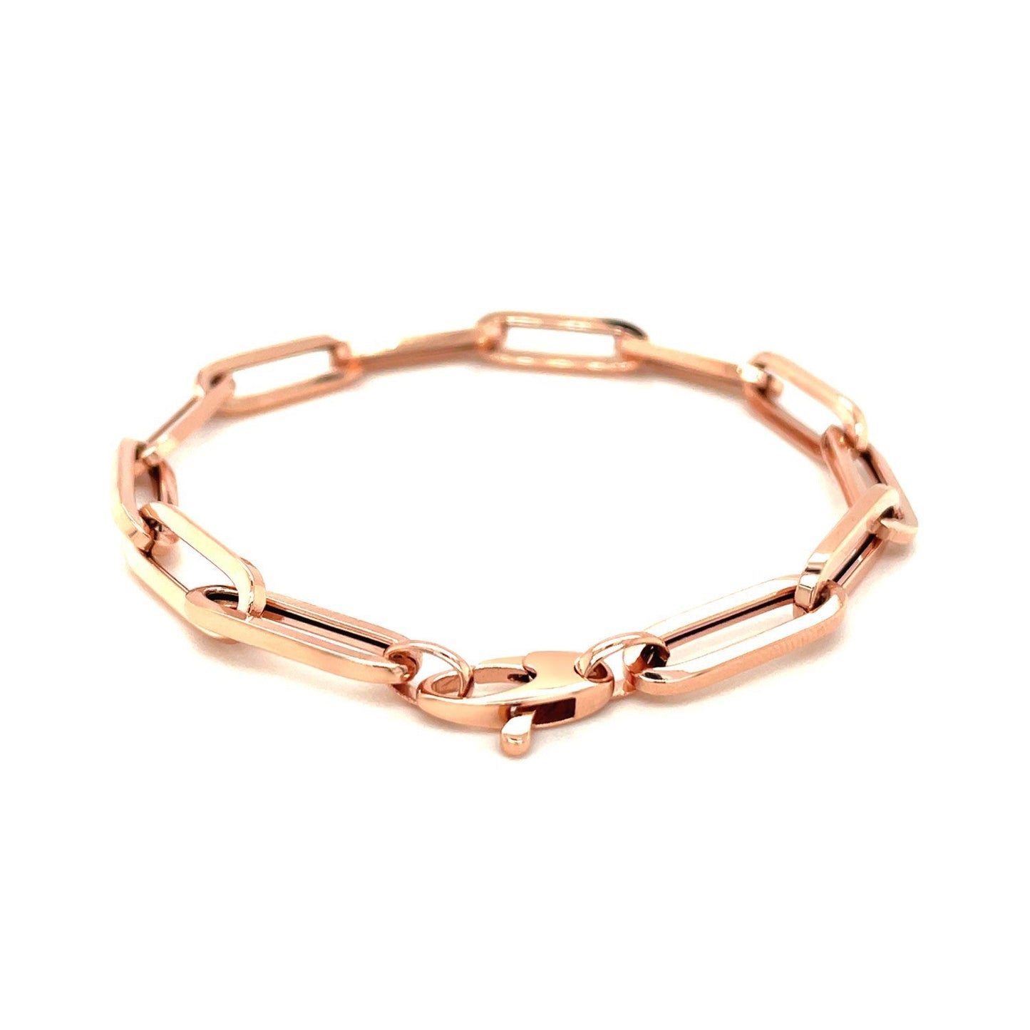 Bracelet en chaîne en papier clip extra large en or rose 14K