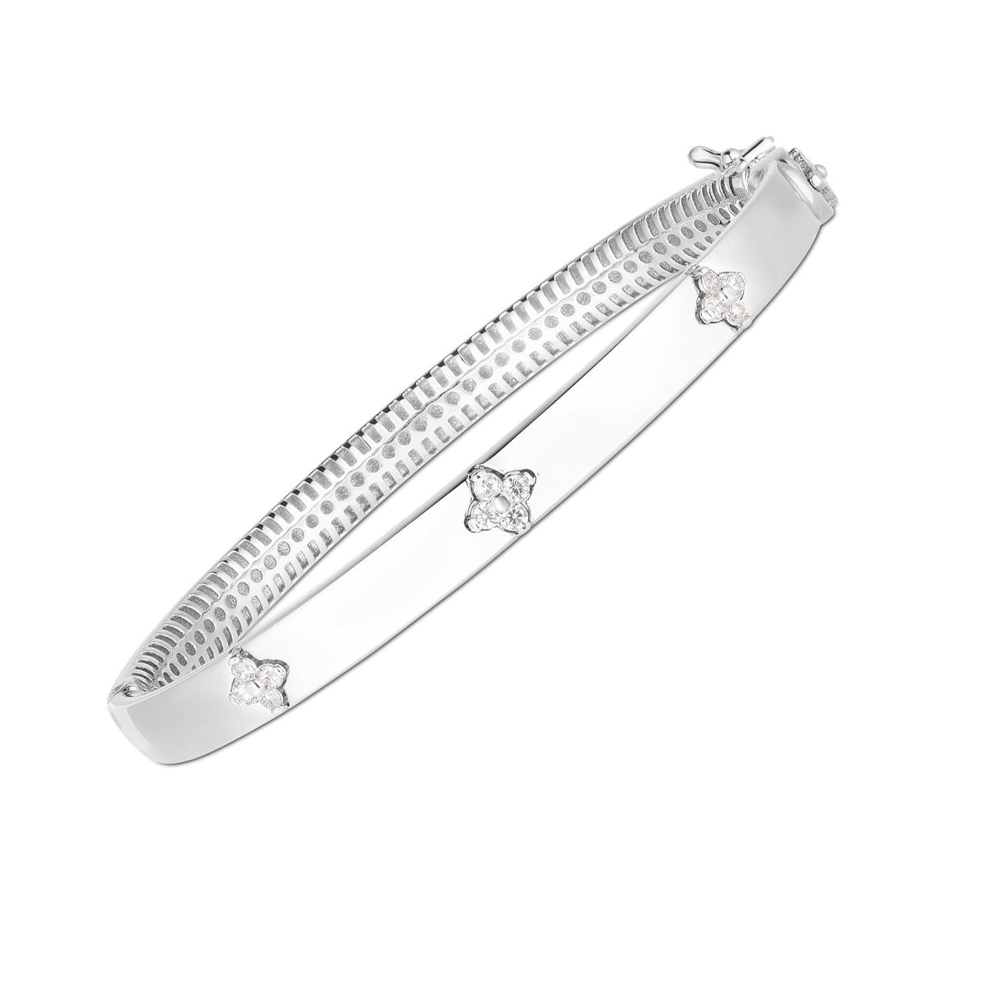 Bracelet en diamant trilogie en or blanc 14k