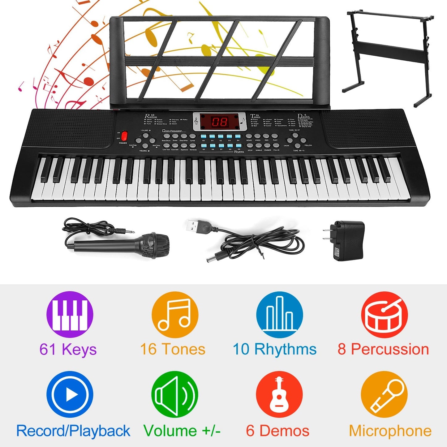 Clavier électronique numérique GBruno 61 touches