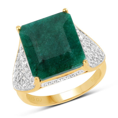 8.70 Carat Dyed Emerald & White Topaz Sterling Silver Ring