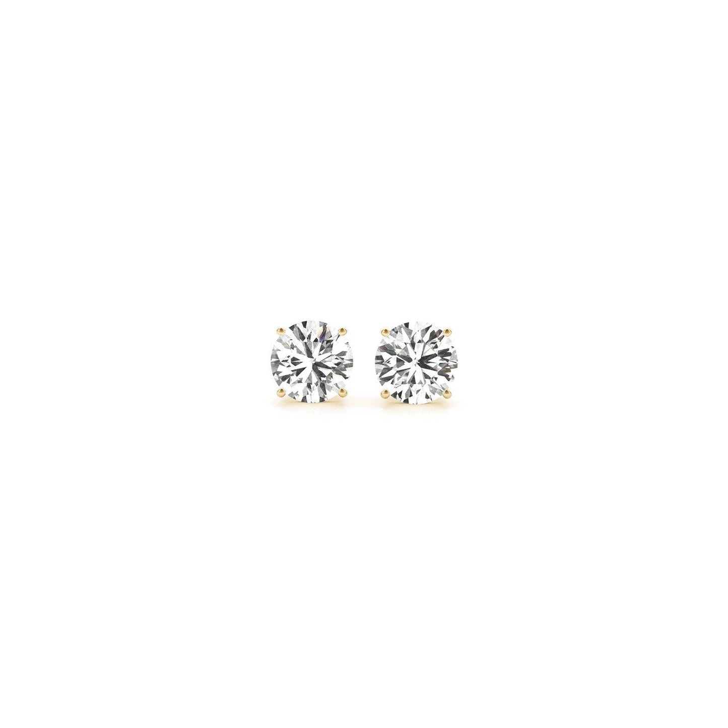 Lab Grown Round Diamond Stud Earrings in 14k Yellow Gold