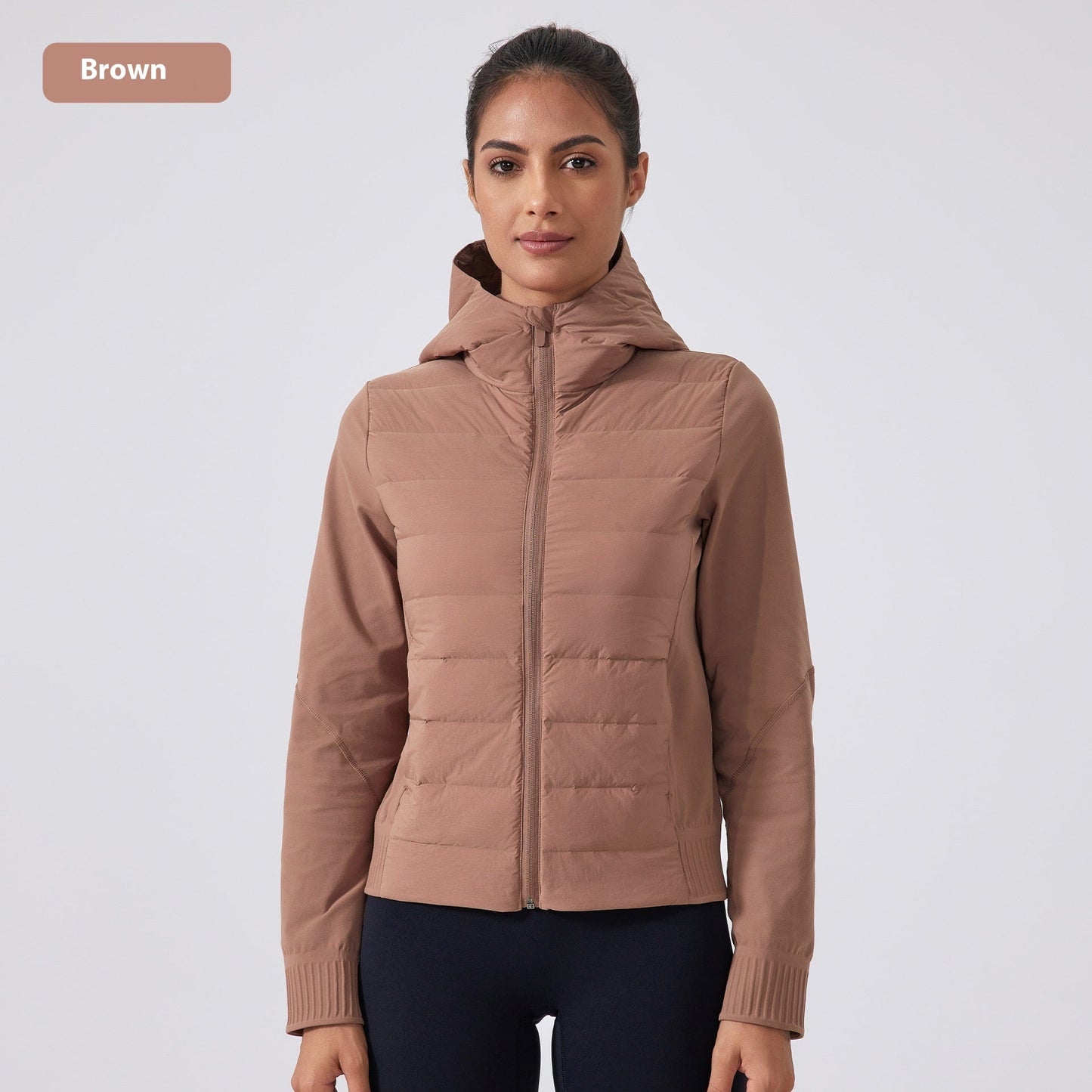 Chaqueta de plumas delgada con capucha para mujer - Impermeable y a prueba de viento