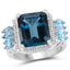 Anillo de Topacio Azul de Londres y Topacio Azul Suizo de 8.17 Quilates