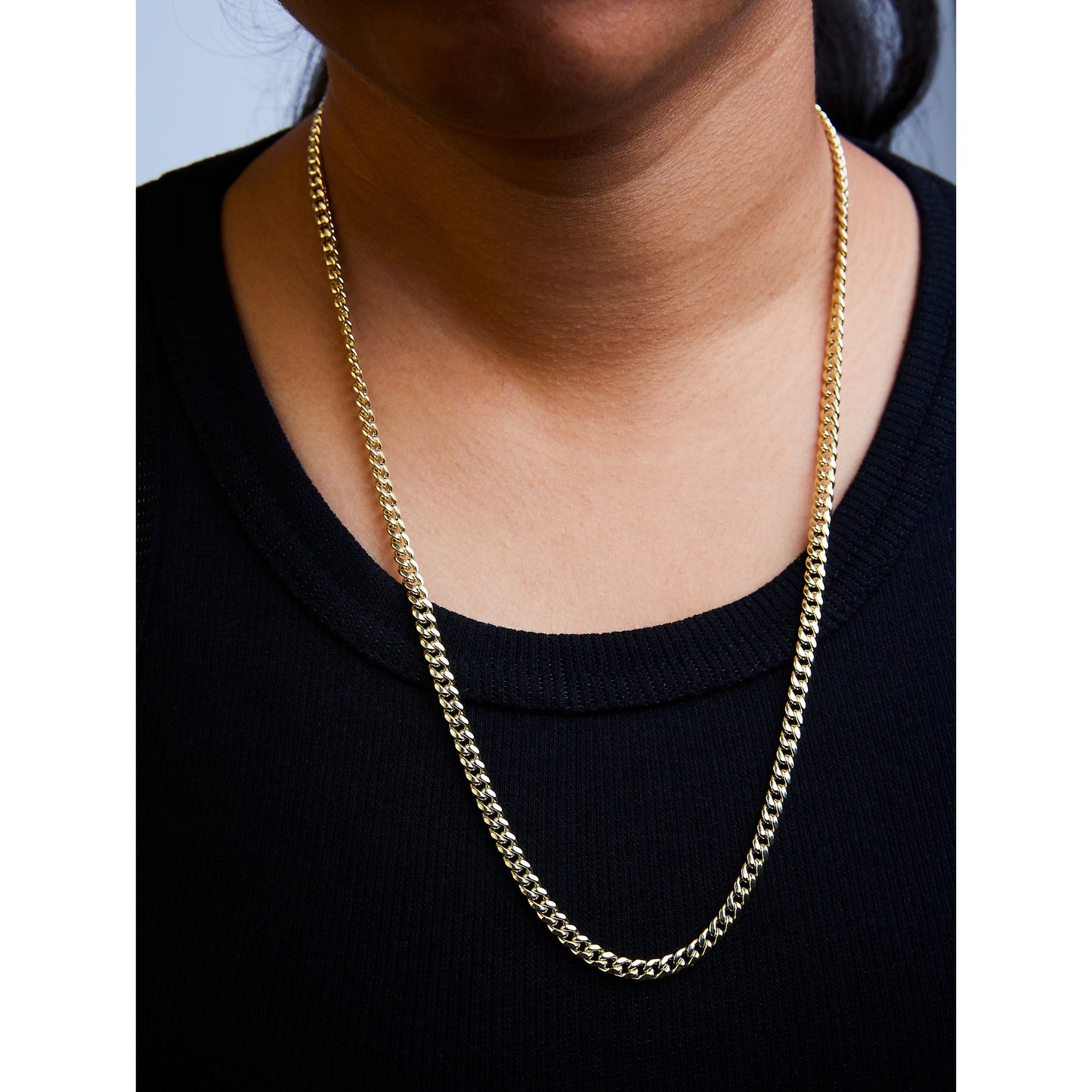 Collier en chaîne cubaine Miami en or jaune 14K de 4,5 mm - 22 pouces