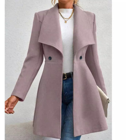 Elegant Slim-Fit Women's Wool Overcoat