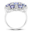 2.00 Carat Genuine Tanzanite and White Zircon Sterling Silver Ring