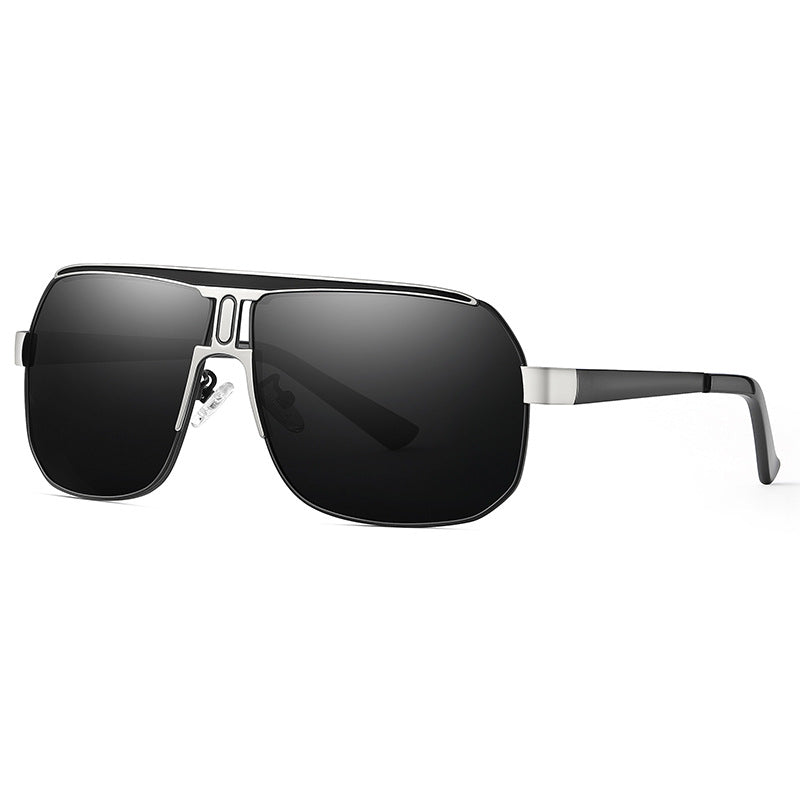 Lunettes de soleil élégantes à grande monture pour hommes