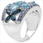 6.06 Carat Blue Topaz & Tanzanite Sterling Silver Ring