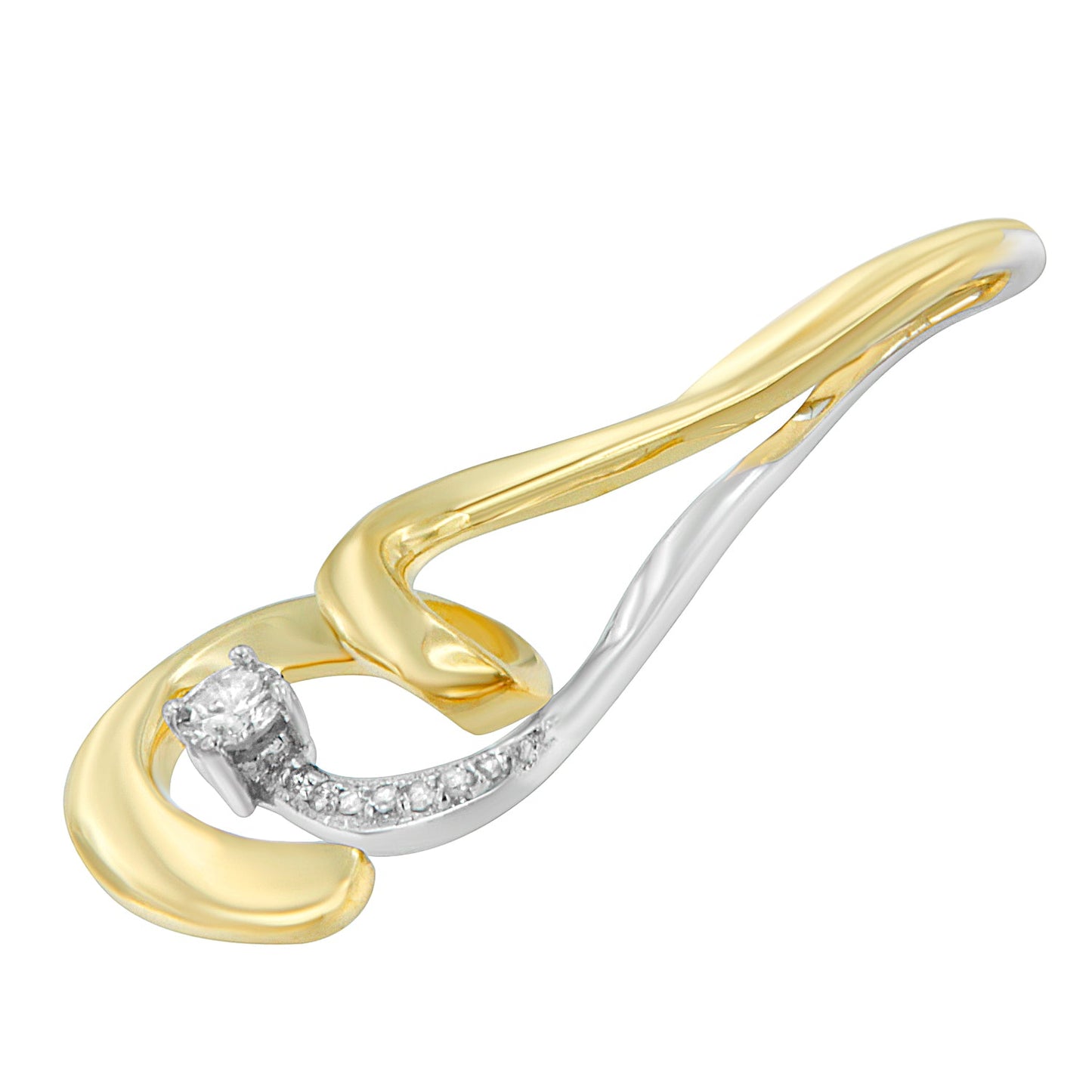 Collar de Pendiente en Espira de Diamante en Oro de Dos Tonos de 10K