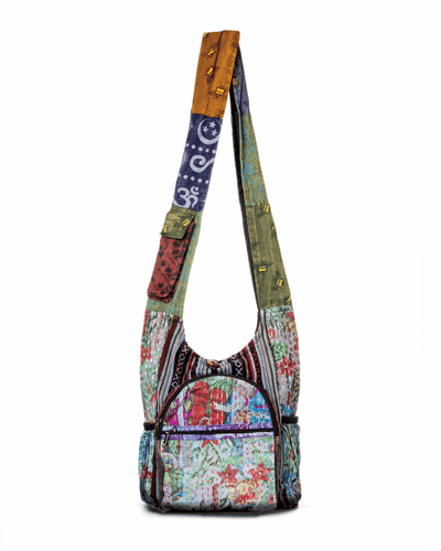Kathmandu Collection Vintage Patchwork Hobo Bag with Water Bottle Pockets - Korvel
