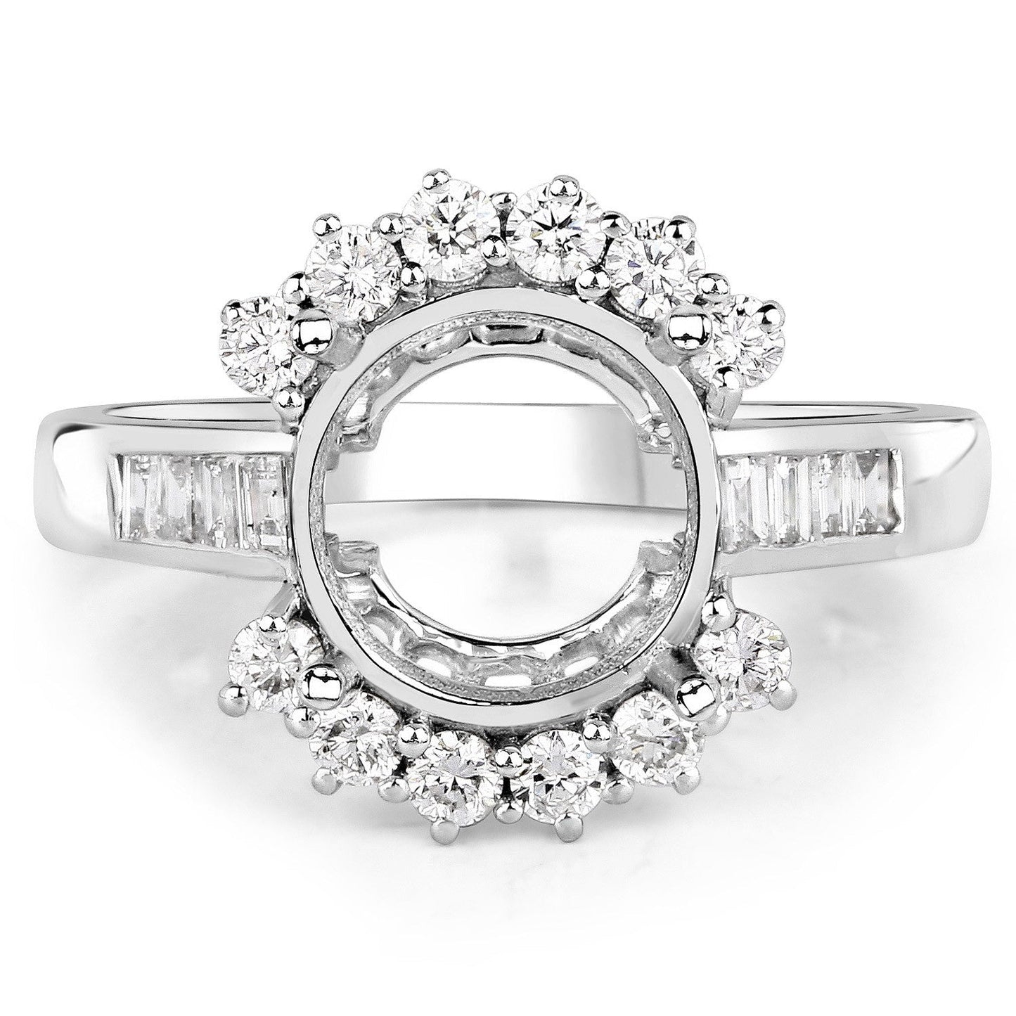 Bague de fiançailles semi-montée en or blanc 14K avec diamant blanc de 0,58 carat