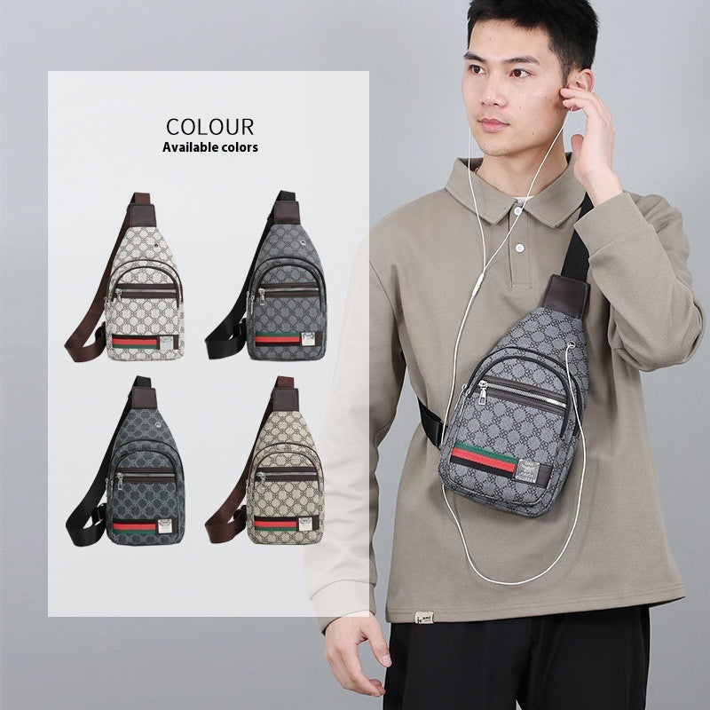 Bolso de Pecho Casual de Cuero PU de Color Contraste